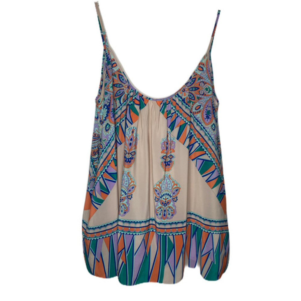 Lovers + Friends‎ Womens Sz S Tank Top Oversized Revolve Pink Blush Scarf Print